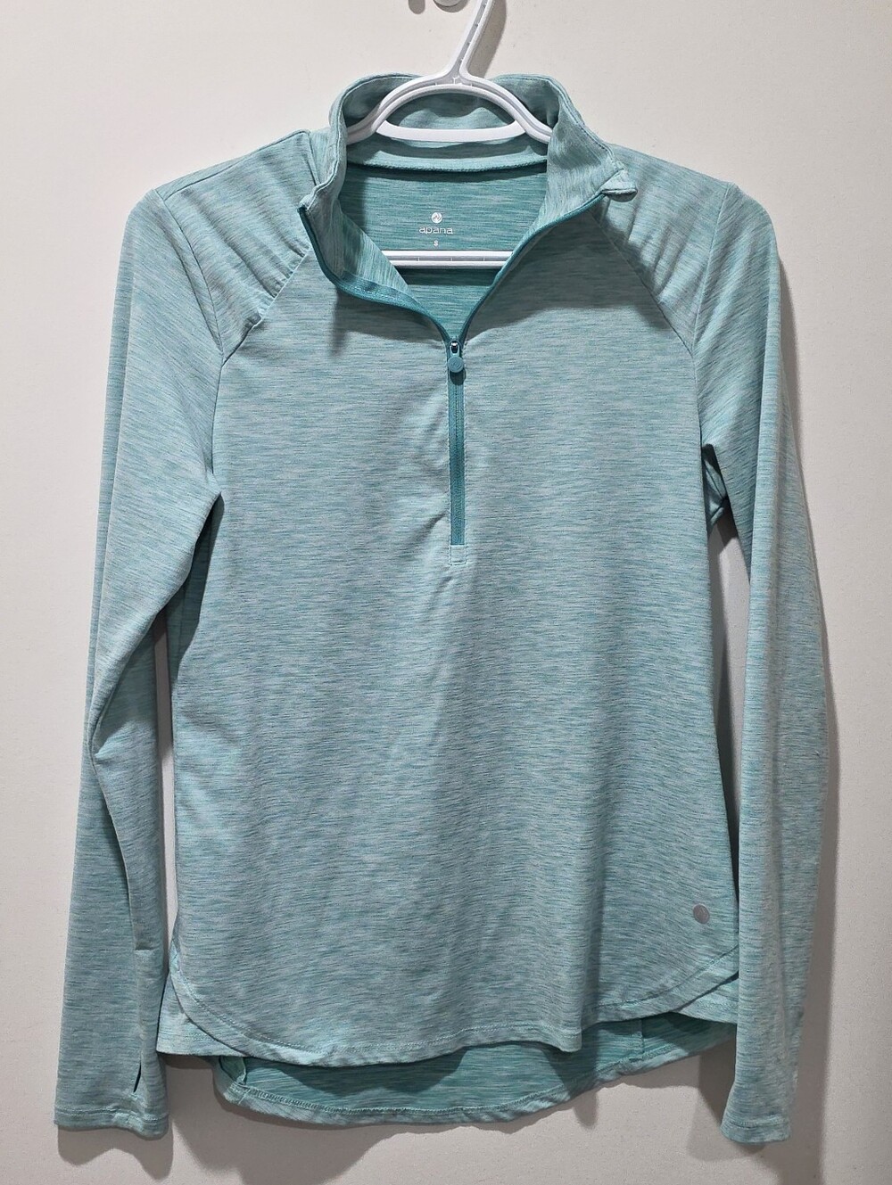 Apana Mint Teal Quarter-Zip Long Sleeve Performance Top